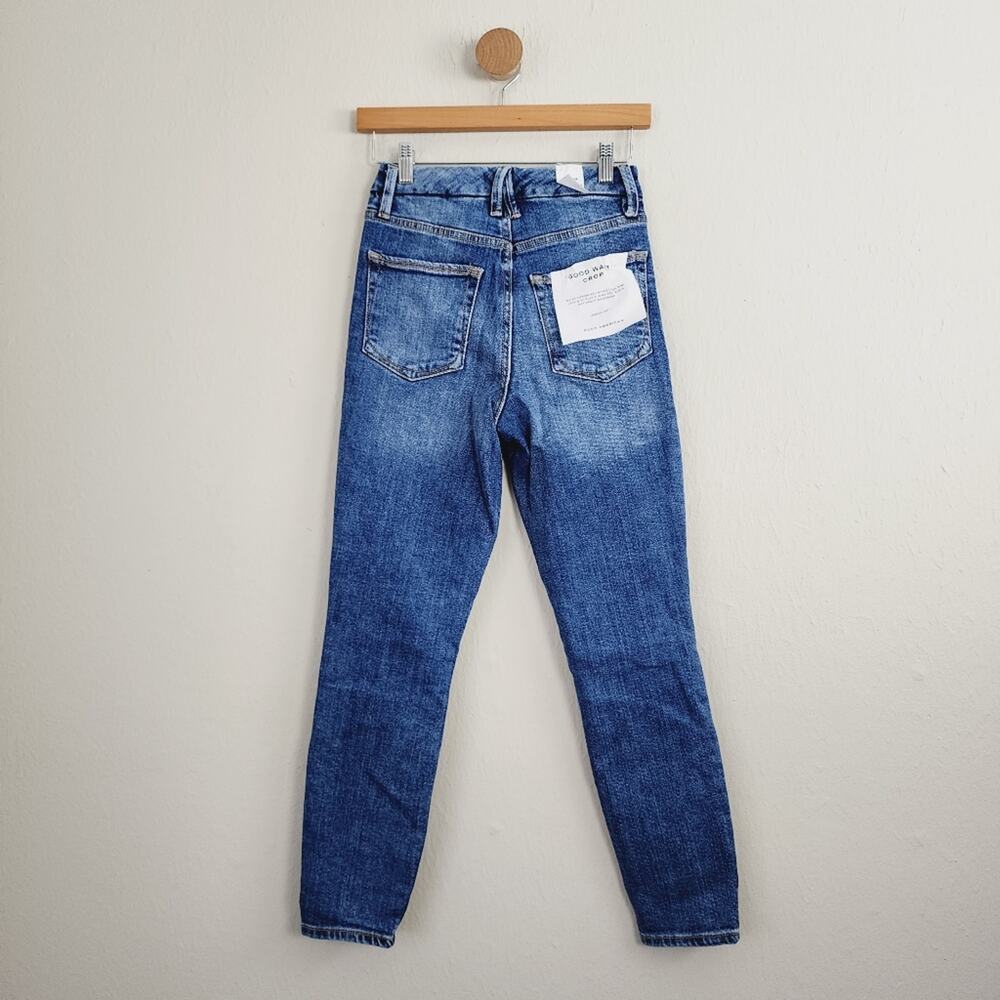 Good American Good Waist High Rise Cropped Skinny Jeans Dark Wash NWT 00/24 - Picture 6 of 8
